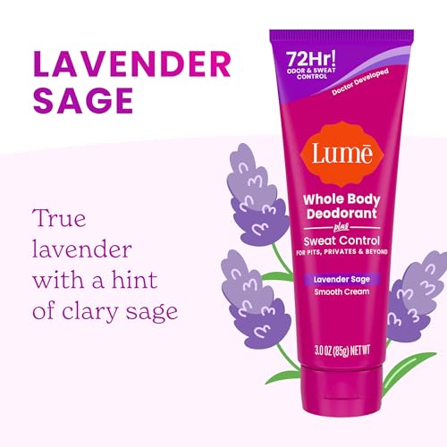 Lume Whole Body Deodorant Plus Sweat Control - Smooth Cream Tube - 72 Hour Odor And Sweat Control - Baking Soda Free, Skin Loving - 3.0 ounce (Pack of 2) (Lavender Sage) - Thumbnail 7