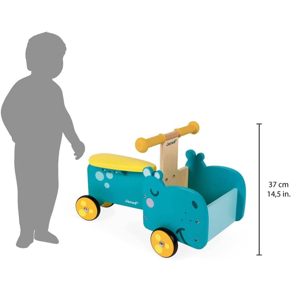 Amazon.com: Janod Wooden Hippo Ride-On - Ages 12+ Months - J08003