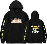 Sudadera con capucha de elemento de anime, bolsillo canguro.
