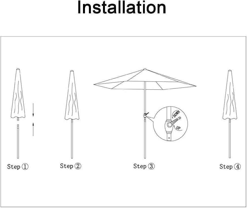 Ombrellone da Giardino, ombrellone da Patio, a manovella/inclinabile/Rotondo/Protezione per Spiaggia/Gazebo/Balcone/terrazza/tavolino/Pesca/Mercato - Senza Base,