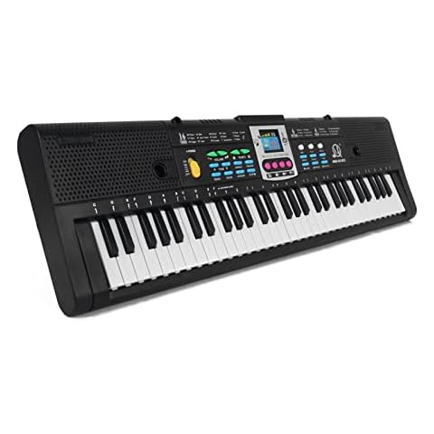 Staright 61 Keys Digital Music Electronic Keyboard Kids Multifunctional Electric Piano for Piano Student with Microphone Function Musical Instrument Cover