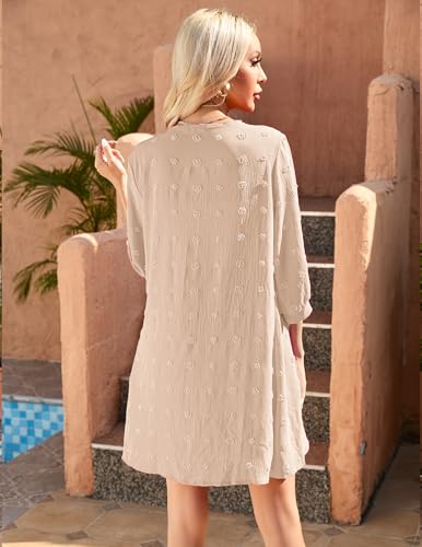 Image of Yekaty Kimonos for Women Lightweight Summer Cardigan Loose Beach Cover Up | kimono cardigans for women, 3 /4 sleeve layer with hip-covering fit for beach, vacation and casual summer outfits