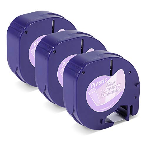 Markurlife Kompatibel Schriftband als Ersatz für DYMO LetraTag Etikettenband Transparent 16951 S0721550 Clear Plastic 12mm x 4m Bänder für DYMO LetraTag LT-100H LT-100T LT-110T, DYMO XR XM QX50