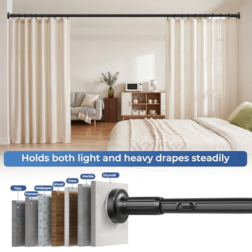 Image of ALLZONE Adjustable Tension Curtain Rod No Drilling, 40-121 In.