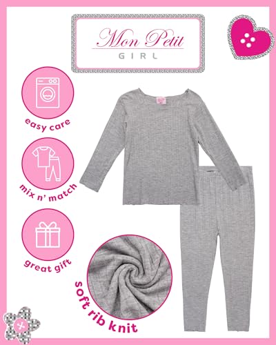 Baby Girls Pajama Set - 8 Piece Soft Rib Knit Toddler Girls Pajamas Sleep Shirt & Pants PJs Matching Set (12M-7)2