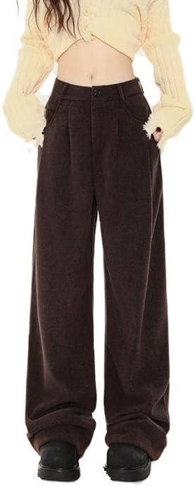 Women's Wide-Leg Pants,Straight-Leg Knit Casual Pants for Autumn and Spring