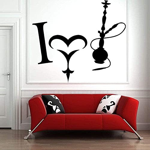 Wandaufkleber PVC Abnehmbarer Wandtattoo Ich liebe Rauch Wandaufkleber Shisha Rauchen Unkraut Dekoration Wohnzimmer…