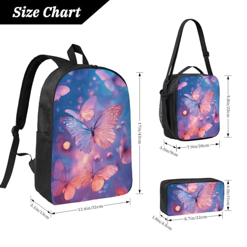Fantasy Aesthetic Butterfly Backpacks 3 Pcs Cute Lightweight Daypack with Fun Graphic Cartoon Print for Daily Commute2
