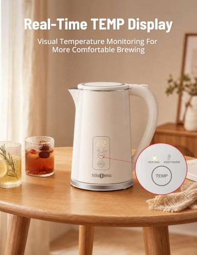 Image of Electric Kettle Temperature Control, 1.7L Large Electric Tea Kettle, 4H Keep Warm Hot Water Kettle with 6 Presets, LED Screen Electric Kettles for Boiling Water, Boil-Dry Protection