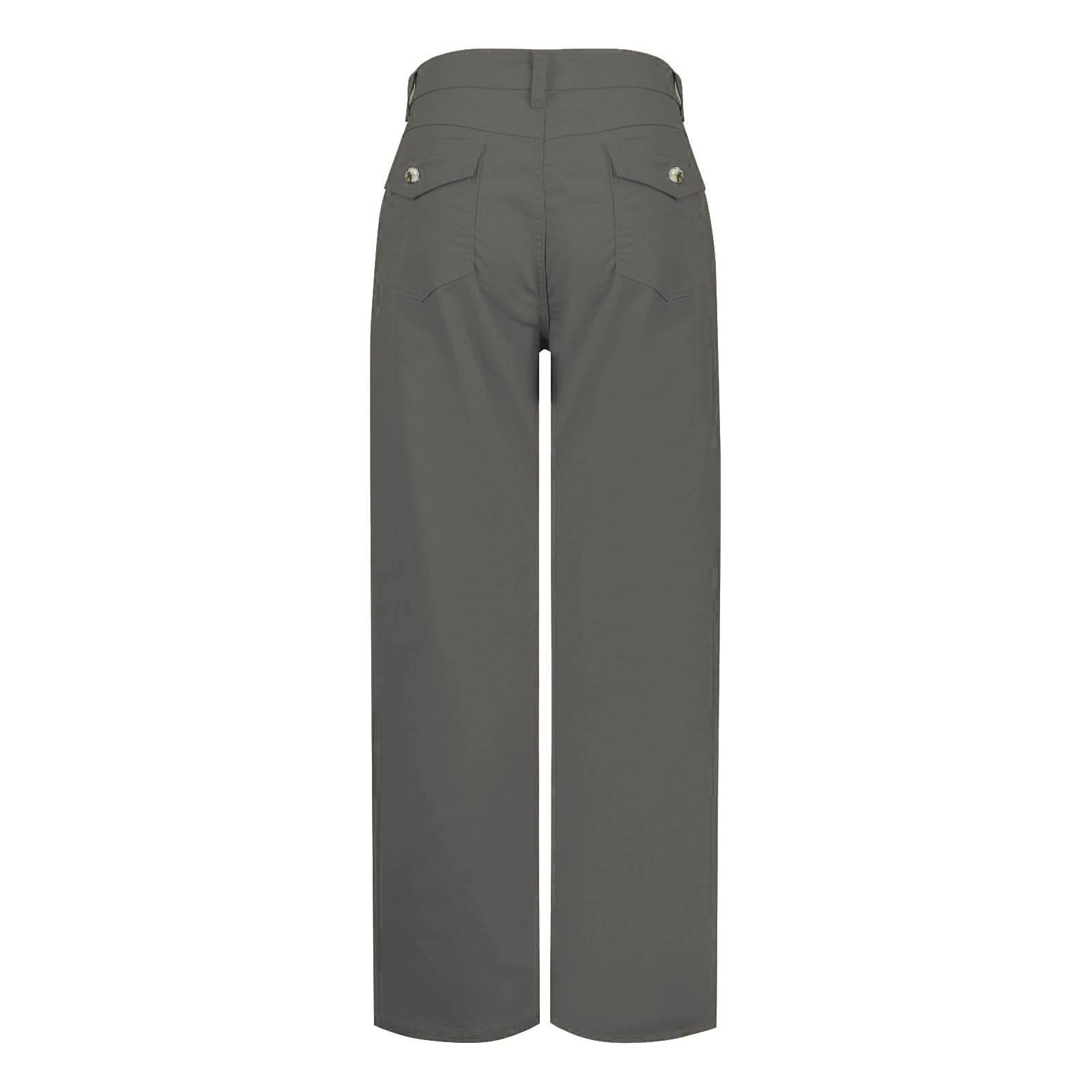 Damen Stretch-Twill-Hose mit weitem Bein, Kurze und Bequeme Caprihose, hoher Bund und gerades Bein als Chinohose
