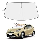 【ハンドル日よけカバー付き】Mozan トヨタ アクア サンシェード フロントガラス用 Aqua NHP10 NHP10H 2017年6月-現行 車用サンシェード UVカット 日よけ 日差しカット 遮光 断熱 折り畳み式 ハンドルサンシェー 収納袋付き ハニカム設計 インテリア 取付簡単 暑さ対策 内装パーツ メーカー直営