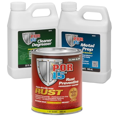POR-15 Gloss Black Stop Rust Undercoating System, 3 Products, 32 fluid ounces each