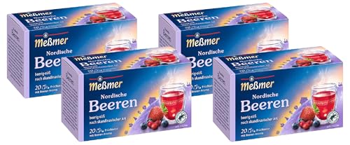 Meßmer Ländertee | Nordische Beeren | 20 Teebeutel | Glutenfrei | Laktosefrei | Vegan (Packung mit 4)