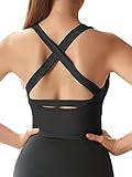 Criss Cross Workout Tops for Women Backless Sports Bras Padded Longline Fitness Crop Tank Top Runnin