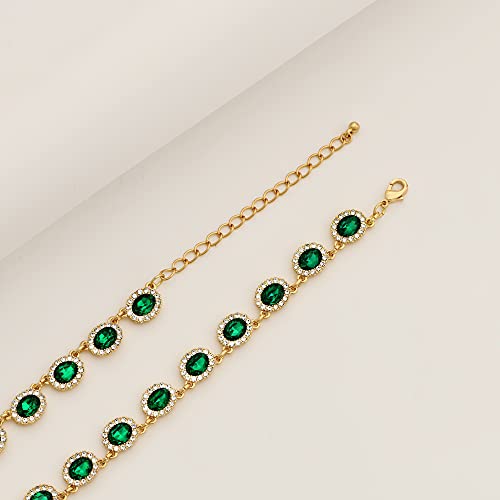 WOWORAMA Crystal Bridal Jewelry Set Statement Choker Necklace Teardrop Dangle Earrings Set Rhinestone Wedding Jewelry Set for Women Bride Bridesmaid Jewelry Party Prom Jewelry Set3