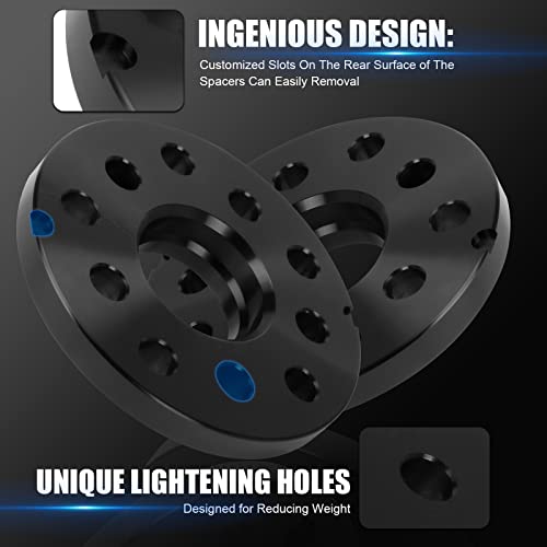 JiiinMiiin 5x100 & 5x112 Hubcentric Wheel Spacers, Forged Adapters 15mm Black with M14x1.5 Sphere Seat Lug Bolts and 57.1mm Center Bore, 2 Pack by JiiinMiiin - Image 6