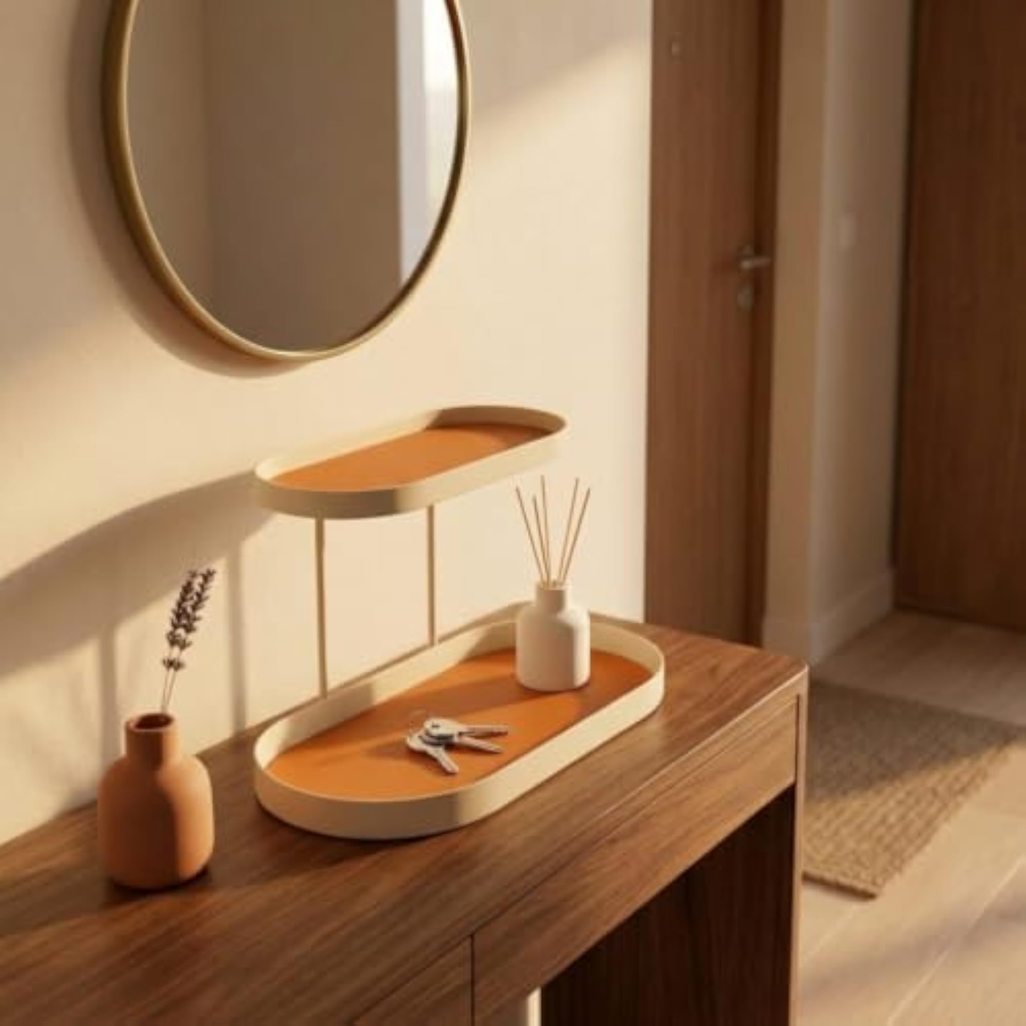 Double-Layer Two-Tier Cosmetic Organizer with Metal Frame