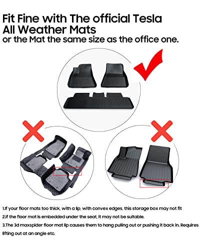 Kropbom 3Pcs Tesla Model Y Accessories Under Seat & Rear Air Outlet Storage Box Organizer With Lid, Felt Texture Hidden Storage Tray Bins Box Fit Tesla Model Y 2020 2021 2022 2023 #TOP5