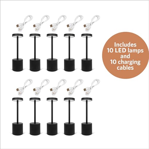 10 Pack - Black Rechargeable Cordless Table Lamps, Portable LED Desk Lamps, Dimming 5000mAh Rechargeable Battery Powered LED Lighting for Restaurant,Bar, Bedroom, Outdoor, Party by Upper Midland Products - Image 6