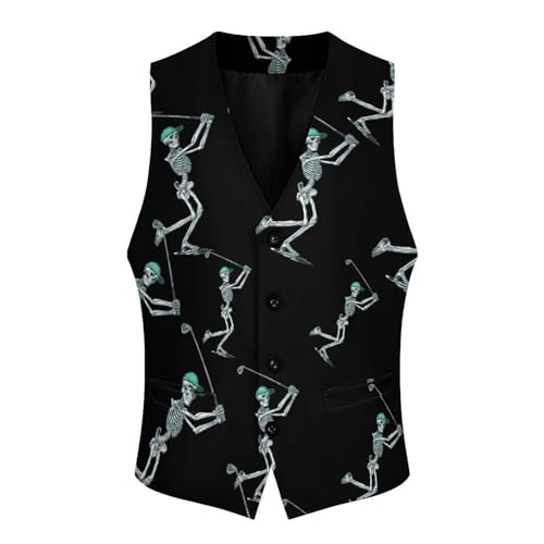 Chaleco de golf para hombre Skeleton casual de corte ajustado y cuello en V 5