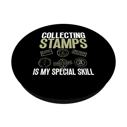Collecting Stamps Special Skill Stamp Collector Graphic PopSockets Swappable PopGrip, Black - Image 2