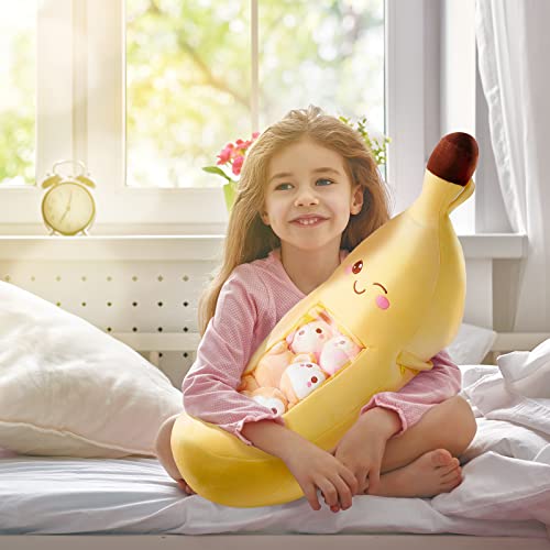 Cute Throw Pillow Stuffed Banana Toys Kawaii Banana Plush Bananas Stuffed Animal Banana Removable Fluffy Creative Gifts Banana For Teens Adults Birthday Wedding Party Supplies, 21.5'' (Banana Style) #TOP4