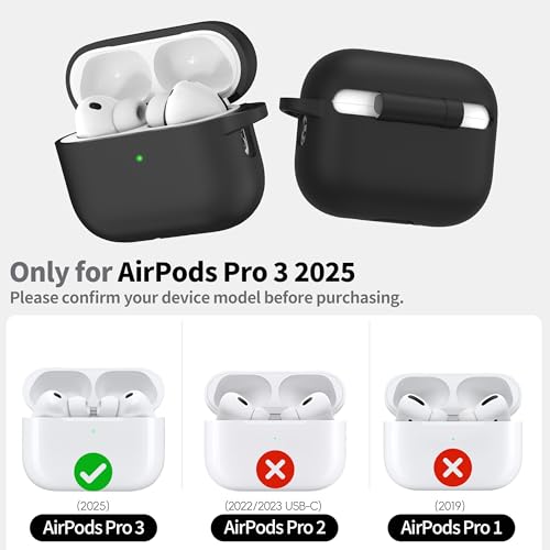 RFUNGUANGO Appropriate AirPods Professional 3 Protecting Case, Tender Silicone Materials, Drop and Scratch Resistant, Consists of Cleansing Instrument, Appropriate for AirPods Professional third Technology, Black - Image 4