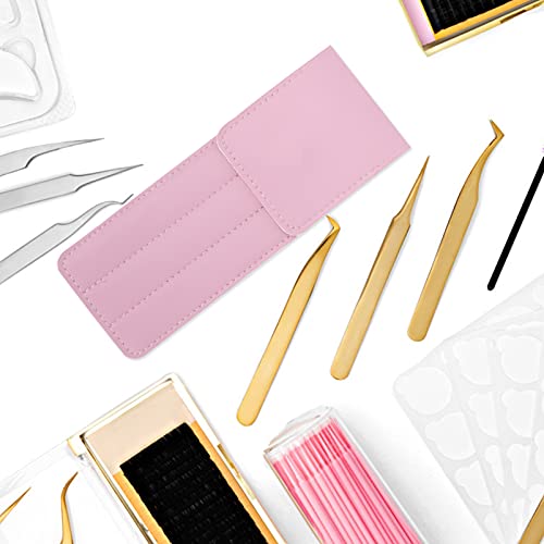 Beaupretty 4 peças de estojo de couro de poliuretano, tesoura, escova de cílios, lâminas de sobrance