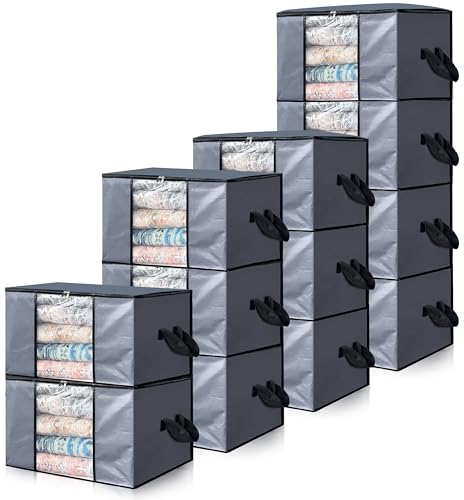 Cosy Family 12 Pack 90L Heavy Duty Extra Large Moving Bags with Reinforced Handle - Strong Handles & Zippers, Storage Totes For Space Saving, Fold Flat, Alternative to Moving Box, Grey by Cosy Family - Used condition - US$33.74