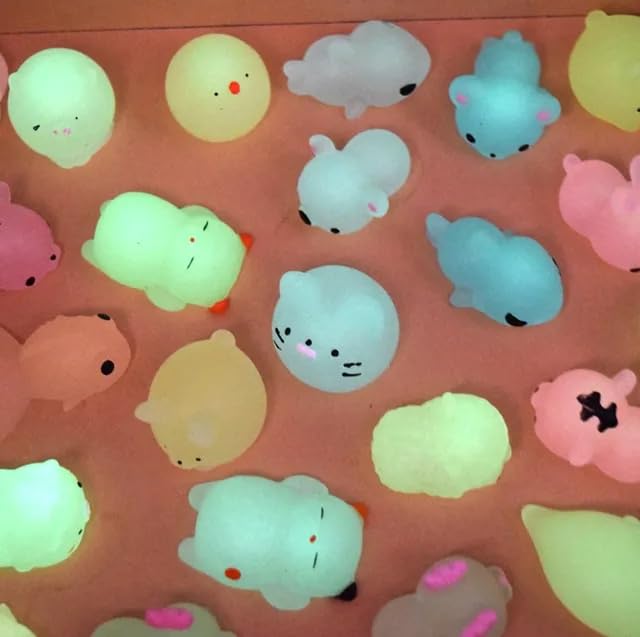 Image of Glow in The Dark Mini Squishy Animal Toys, Kawaii Stress Relief Mochi Squishies,, (5 Pieces)
