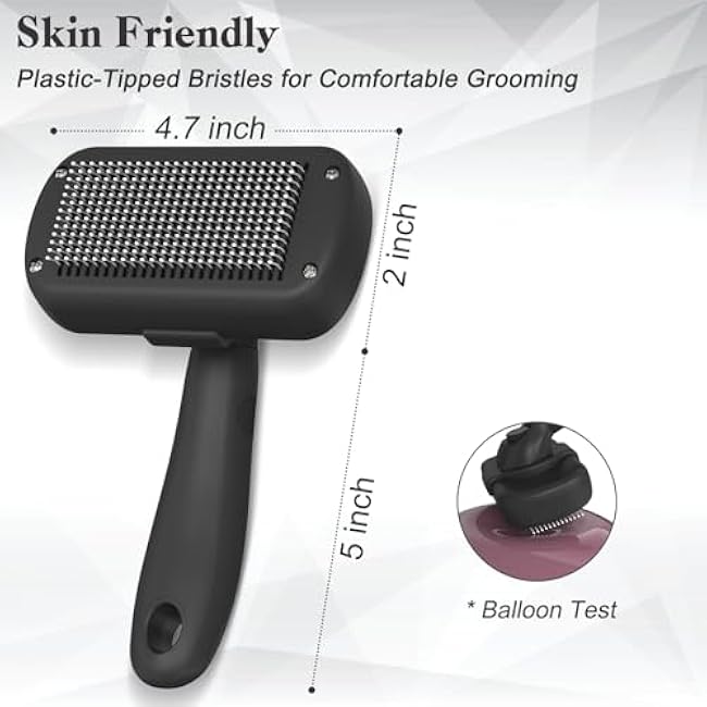 Self Cleaning Shedding Brush - Skin Friendly Grooming Tool for Dogs, Cats, and Puppies, Deshedding and Hair Removal for Long and Short Haired Pets, Black-zMoOvI9C