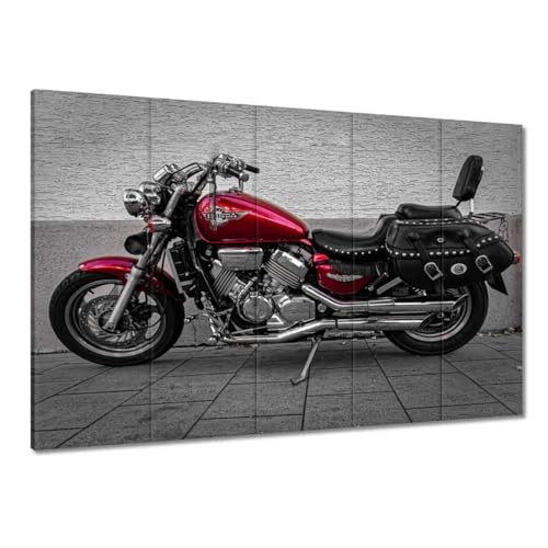 Peinture cerise chopper classique tableau moderne 100 x 70 cm décoration murale grand format