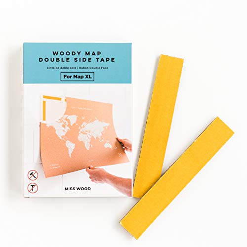 Miss Wood haak, maat XL, dubbelzijdig plakband voor het ophangen van uw houten kaart of kurkkaart zonder lijst, karton, blauw