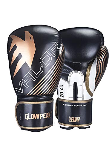 GLOWPEAK Pro Grade Boxing Gloves for Men&Women, Kickboxing, Training Gloves,Fight Gloves,Thai Gloves (Black, 12OZ) GLOWPEAK Pro Grade Boxing Gloves for Men&Women, Kickboxing, Training Gloves,Fight Gloves,Thai Gloves (Black, 12OZ)