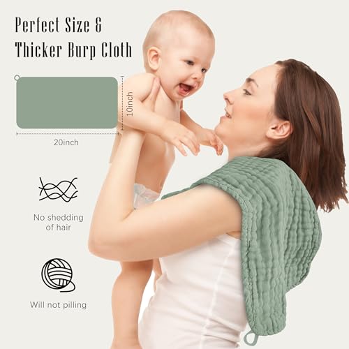 Image of SWEET DOLPHIN 12 Pack Muslin Burp Cloths Large 100% Cotton Burping Clothes for Baby Drool - Absorbent and Soft Boys & Girls Milk Spit Up Rags for Newborn Essentials Registry - Mountain Gradient