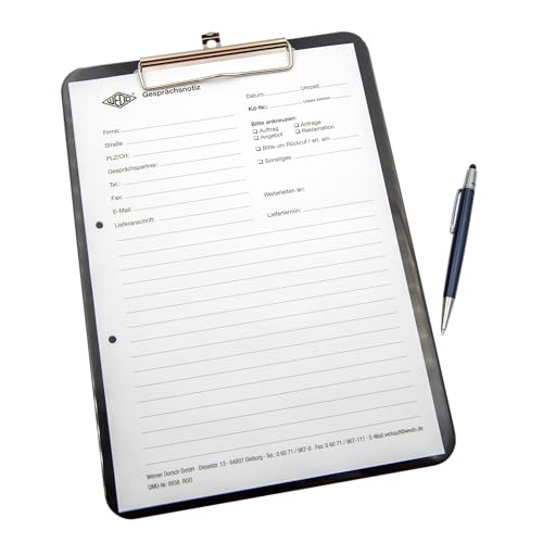 Wedo 576601 Klemmbrett A4, Stifthalter, Aufhängeöse, Metallklemme 32, 9 x 22, 7 x 1, 5 cm, Polystyrol, schwarz