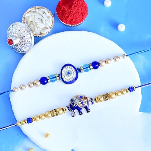 Image of Rakhi Gift for Brother with Chocolates Gift Combo | Premium Rakhis with Chocolates and Roli Chawal Tika | Rakhi for Brother with Gift Hamper (Combo-2)