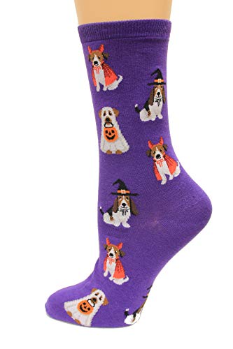 HotSox Womens Costume Dogs Socks, Purple, 1 Pair, Womens Shoe 4-10