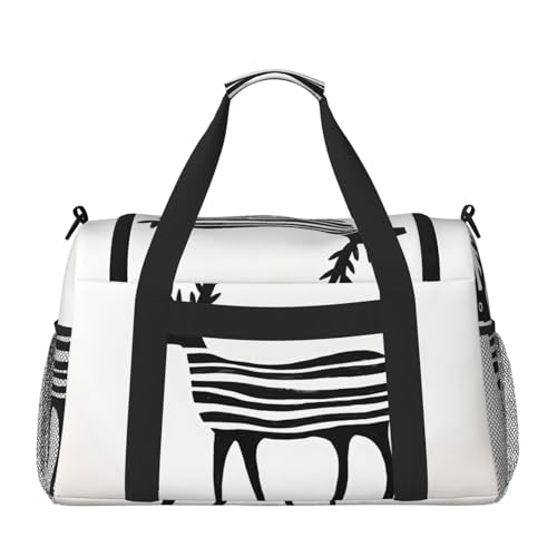 Funny deer Printed fitness travel bag. Perfect for yoga training, short trips, and swimming gear.2