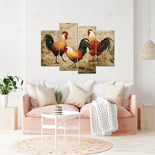 Nachic Wall Farm Animal Art Painting Rooster Picture Canvas Print In Vintage Style Farmhouse Countryside Home Kitchen Retro Decorations Gallery Wrap Ready To Hang #TOP4