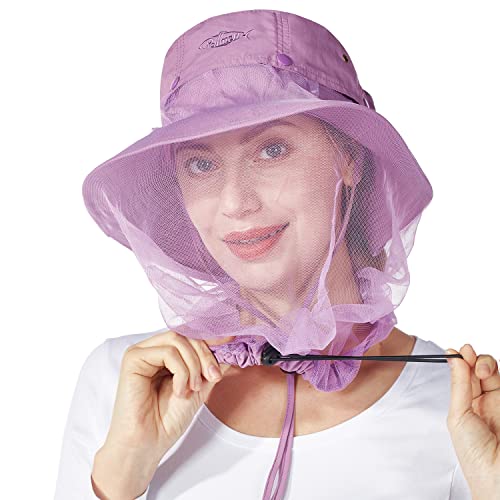 Image of Palmyth Head Net Hat, Sun Hat Safari Hat | UPF 50+, Removable Neck Flap, Water-Repellent, Wide Brim, Adjustable Chin Strap for Fishing and Gardening