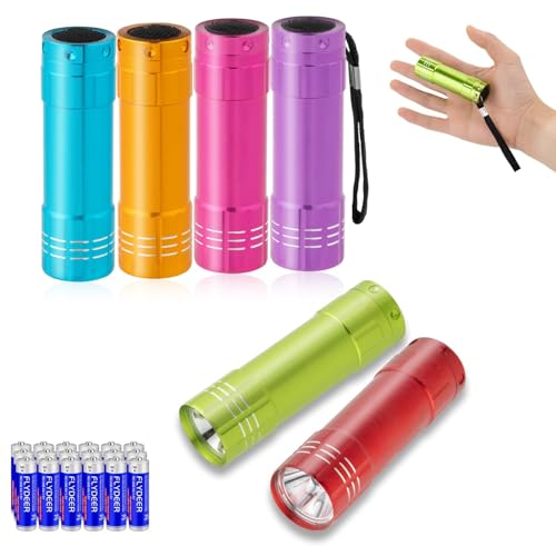 KunHe 6 Pack Small Mini Cheap Flashlight for Kids with Batteries Aluminum Flashlights for Camping...