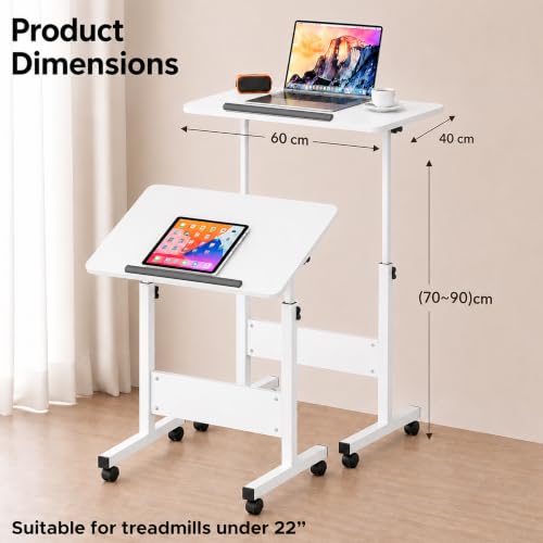 Image of Ant Esports Bravo LT500 Height Adjustable Standing Desk with Wheels, Mobile Walking Pad & Treadmill Desk, Tiltable Laptop Workstation, Sit Stand Computer Table for Home Office, Study & WFH, 60 x 40 cm