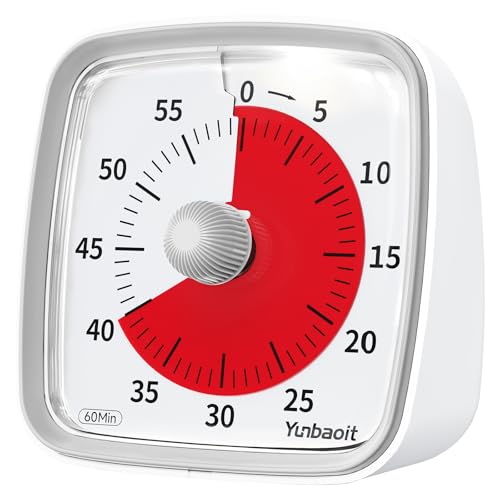 Yunbaoit Visueller Timer für Kinder & Erwachsene, 60 Minuten Countdown Timer mit Stummer Flash Funktion, Zeitmanagement Tool für Klassenzimmer, Haus, Küche, Büro (Grau)