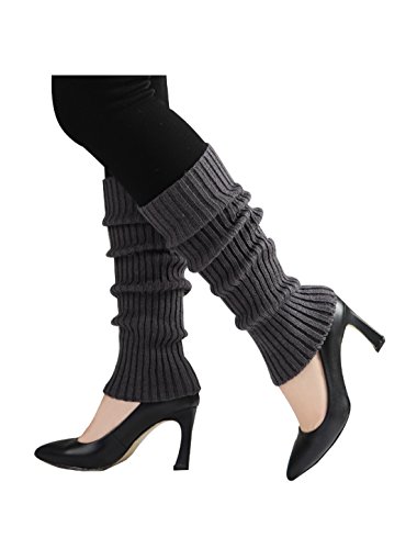 Image of uxcell Women's Knitted Design Solid Warm Thick Knee High Length Ribbed Leg Warmers