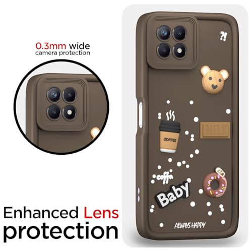 Image of Outlouders Back Cover for Realme Narzo 50 4G / Realme 8i 4G | 3D Cartoon Bear Cute Fun Silicone Full Body Protection Bumper Case (Brown)