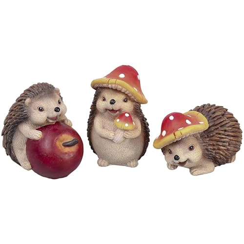 Valery Madelyn 3er Kunstharz Igeln für Herbstdeko Gartendeko,7cm...
