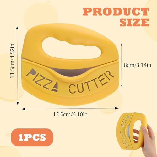 Image of NILKANTH Premium Stainless Steel Pizza Cutter, Sandwich Cutter & Food Chopper | Sharp Rocker Blade Pizza Knife | Non-Slip Grip Handle with Protective Sheath | Dishwasher Safe (Yellow)