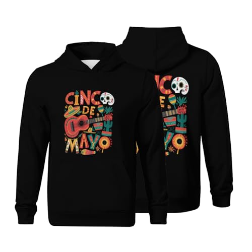 Kids Cinco de Mayo Mexican Taco Guitar Boys Girls Lightweight Kangaroo Pocket Fleece Hoodies