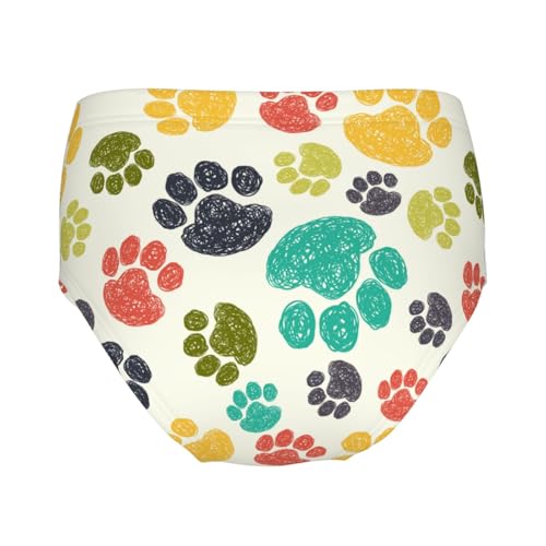 Colorful Paw Prints Girls' Underwear Soft Cotton Little Girls Panties Comfort Briefs2